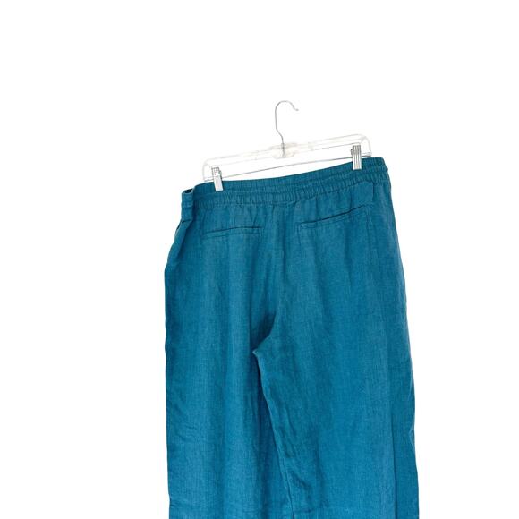 Athleta Green Relaxed Lagenlook Retreat Linen Mid Rise Wide Leg Pant Size 16 - Picture 8 of 13